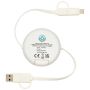 Cable retráctil de sincronización de datos y carga rápida de 45 W y 100 cm de plástico reciclado 5 en 1 con detalles de bambú 