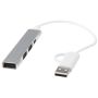Hub USB-A y Tipo-C de aluminio reciclado de 4 puertos con doble entrada 