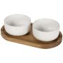 Set de bandeja de madera y cuencos de cerámica 
