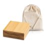 Bamcott Set de 4 posavasos de bambú para vasos, con bolsa de algodón