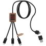 Cable de carga de 40 W con logotipo luminoso RPET 5 en 1 con caja cuadrada de madera