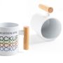 Mugoo Taza de cerámica para sublimación con asa de madera