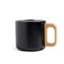Neosteel Taza de acero inoxidable de doble pared de 350 ml con asa de madera