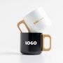 Neosteel Taza de acero inoxidable de doble pared de 350 ml con asa de madera
