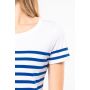 Camiseta estilo marinero de algodón orgánico con cuello redondo para mujer