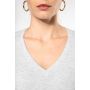 Camiseta de manga larga con cuello en V para mujer