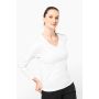 Camiseta de manga larga de mujer con cuello en V de algodón Supima®