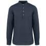Camisa con cuello mao de aspecto lavado en lino de hombre