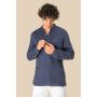Camisa con cuello mao de aspecto lavado en lino de hombre