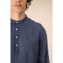 Camisa con cuello mao de aspecto lavado en lino de hombre