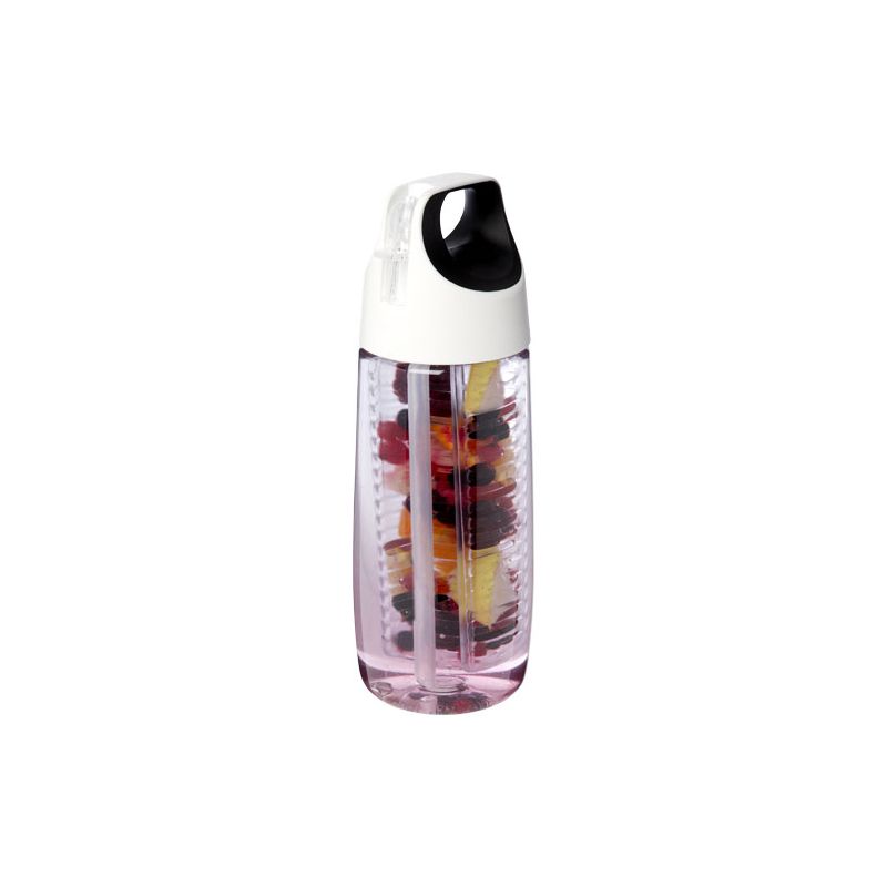 Botella deportiva de plástico reciclado con tapa abatible e infusor de 700 ml "HydroFruit"