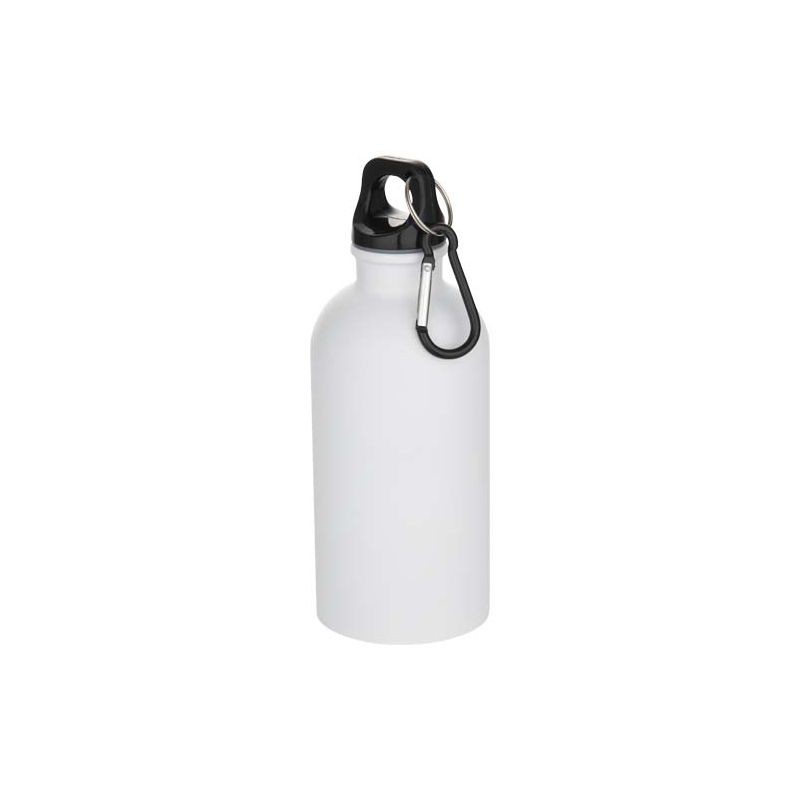 Garrafa de agua de acero inoxidable con certificación RCS y pared simple de 400 ml con mosquetón "Oregon".