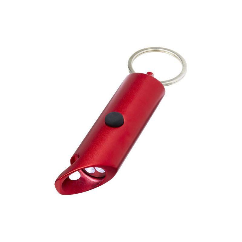 Linterna LED y abridor de botellas con llavero de aluminio reciclado "Flare"