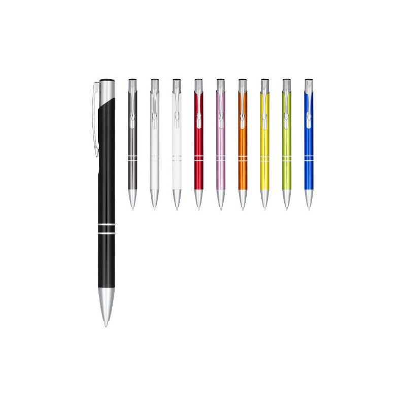 Bolígrafo con mecanismo de clic en aluminio anodizado "Moneta" (tinta negra)