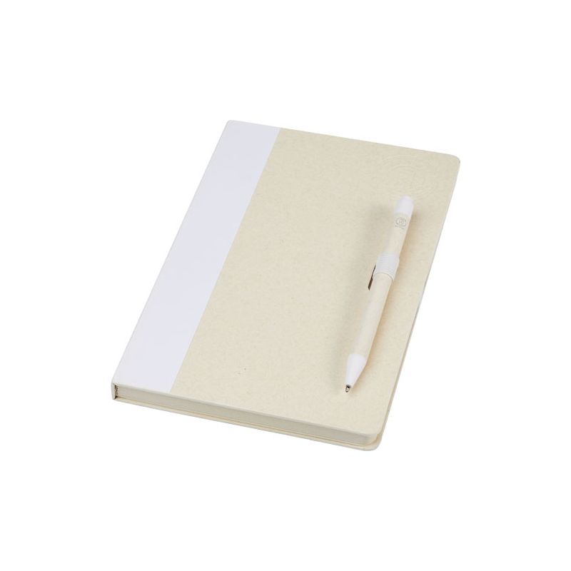 Set de bolígrafo y bloc de notas tamaño A5 "Dairy Dream" fabricado con envases de leche reciclados