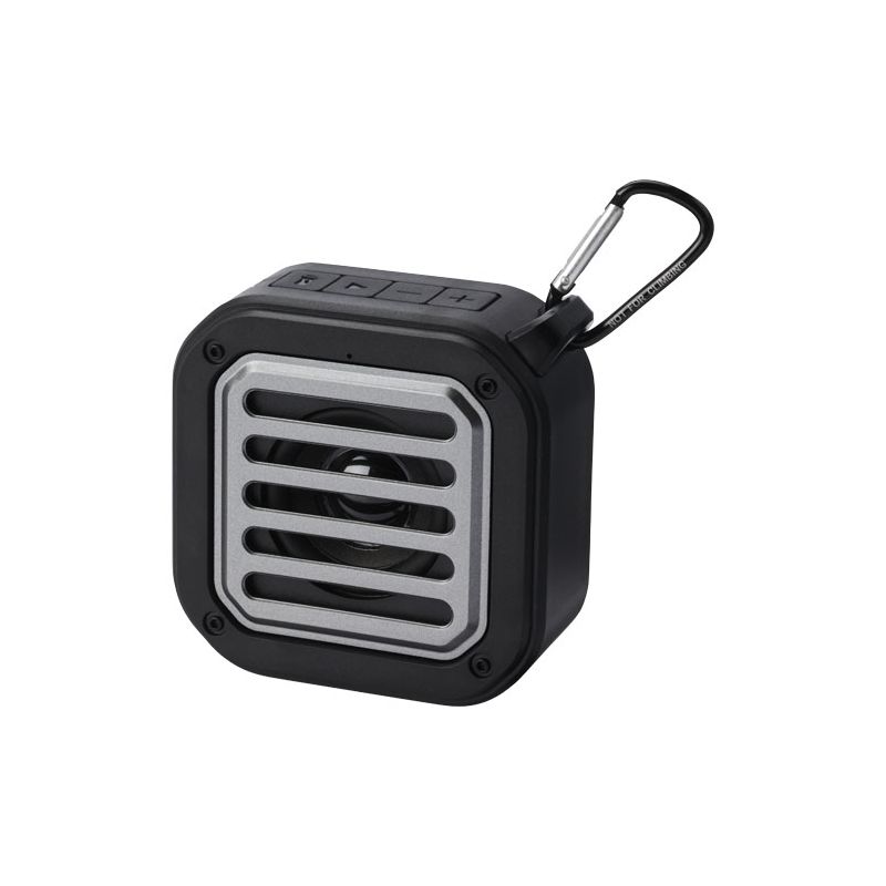 Altavoz Bluetooth® solar de 3 W IPX5 de plástico reciclado RCS con mosquetón "Solo"