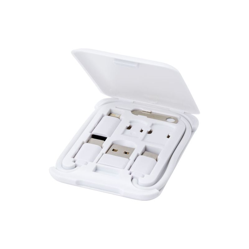 Cable de carga modular de plástico reciclado con soporte para smartphone "Savvy"