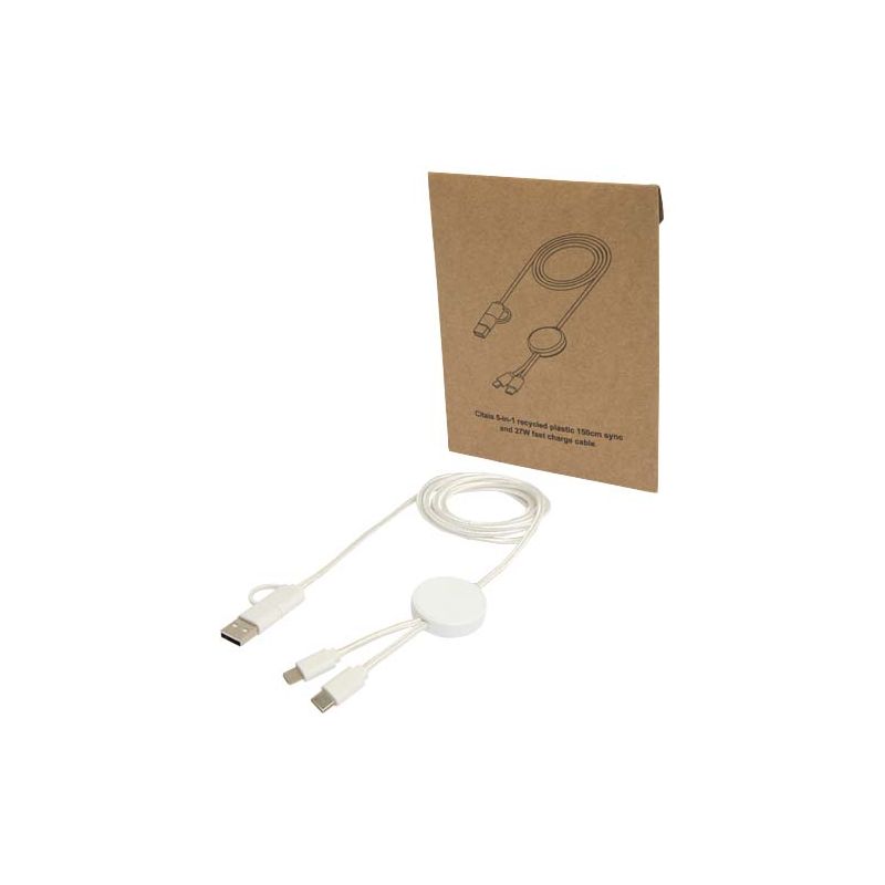 Cable de sincronización de datos y carga rápida de 27 W y 150 cm de plástico reciclado 5 en 1 "Citala"