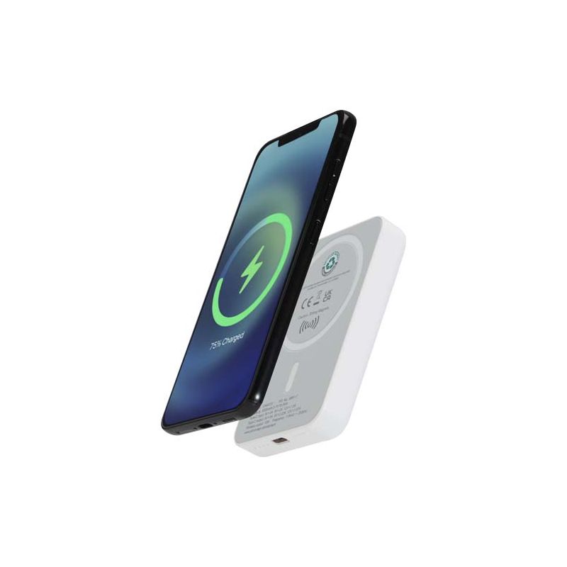 Powerbank magnético inalámbrico de 5.000 mAh y 15 W con PD de 20 W - hecho de plástico reciclado "Acrab"