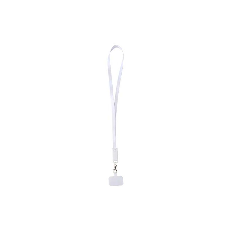 Lanyard de plástico reciclado para smartphone con cable de sincronización de datos y carga rápida de 65 W, 5 en 1, integrado "Franz"