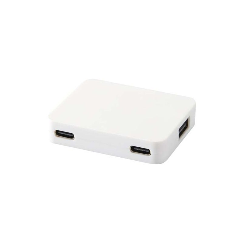 Hub USB de 4 puertos con salida USB-A y Tipo-C y doble entrada - hecho de plástico reciclado "Gaia"