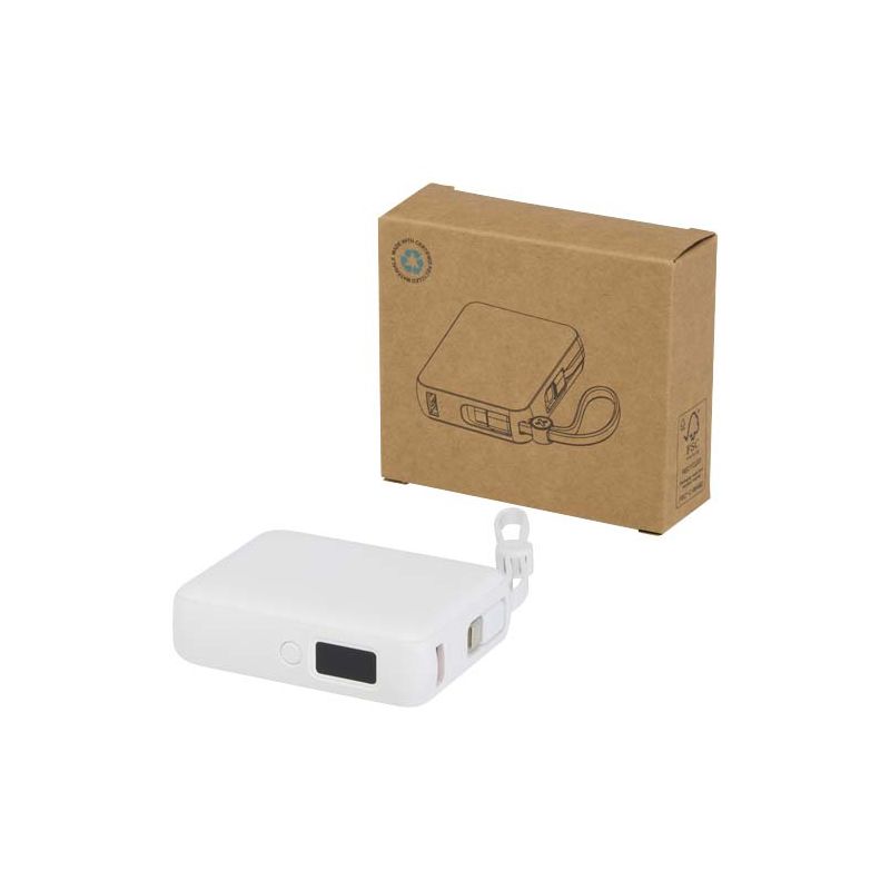 Powerbank para tablet de 10.000 mAh y 35 W con cable Tipo-C integrado - fabricado con plástico reciclado "Acrux"