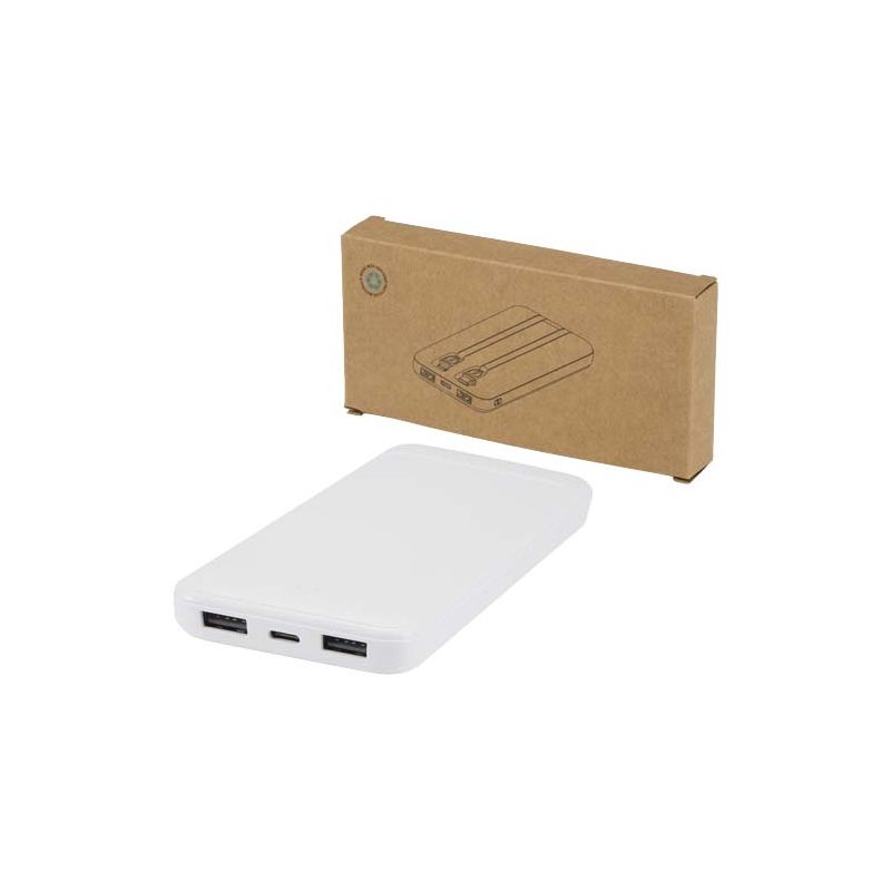 Powerbank de plástico reciclado de 10.000 mAh y 10 W con 2 cables integrados "Adhil"