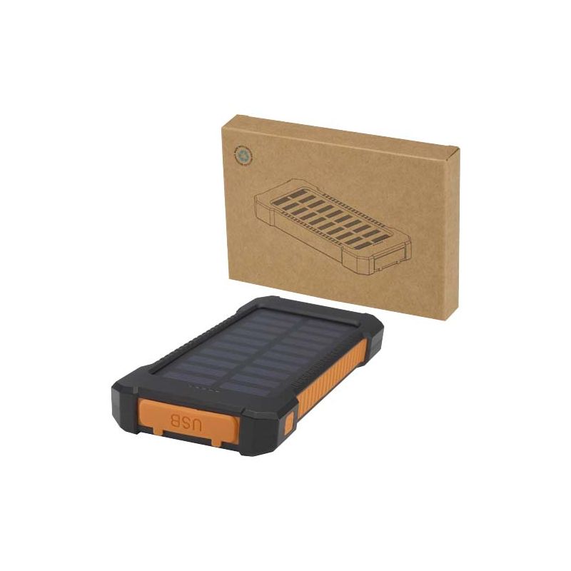 Powerbank solar robusto de plástico reciclado de 5.000 mAh y 10 W con linterna integrada "Altair"
