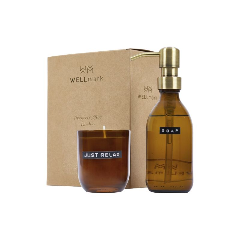 Set de jaboneras y velas perfumadas Wellmark Discovery de 200 ml y 150 g - fragancia de bambú