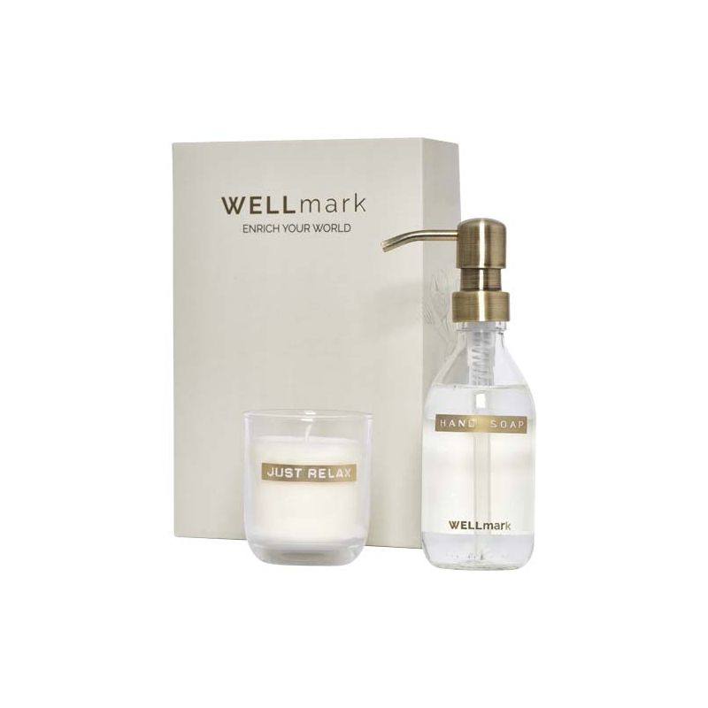 Dispensador de jabón de manos de 250 ml y set de velas perfumadas de 150 g "Wellmark Discovery"