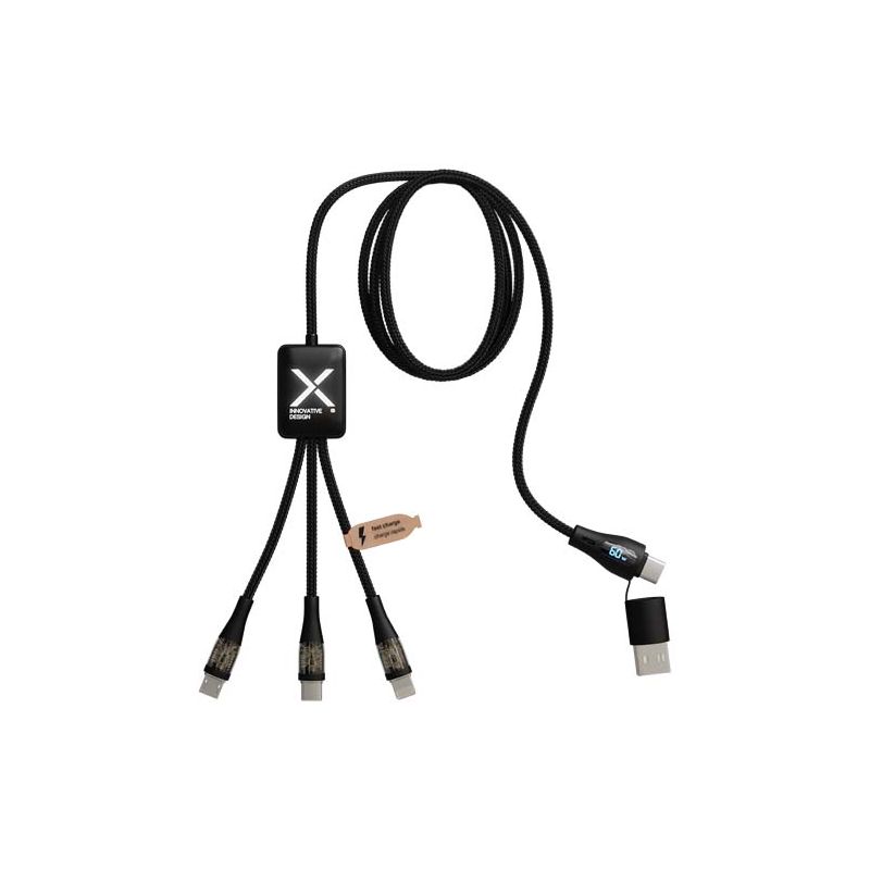 Cable de carga superrápido RPET de 60 W 5 en 1 con pantalla "SCX.design C51"