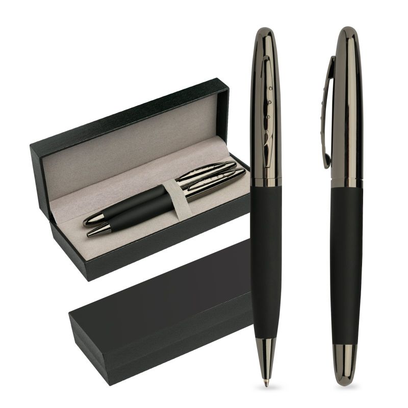 Meruset Conjunto de bolígrafo y roller de acero inoxidable, estuche de regalo