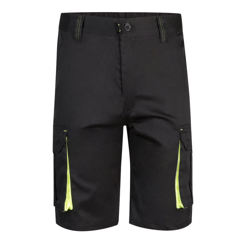 VL HEMERA Bermudas elásticas bicolor multibolsillos (240g/m²), en algodón (46%), EME (38%) y poliéster (16%).