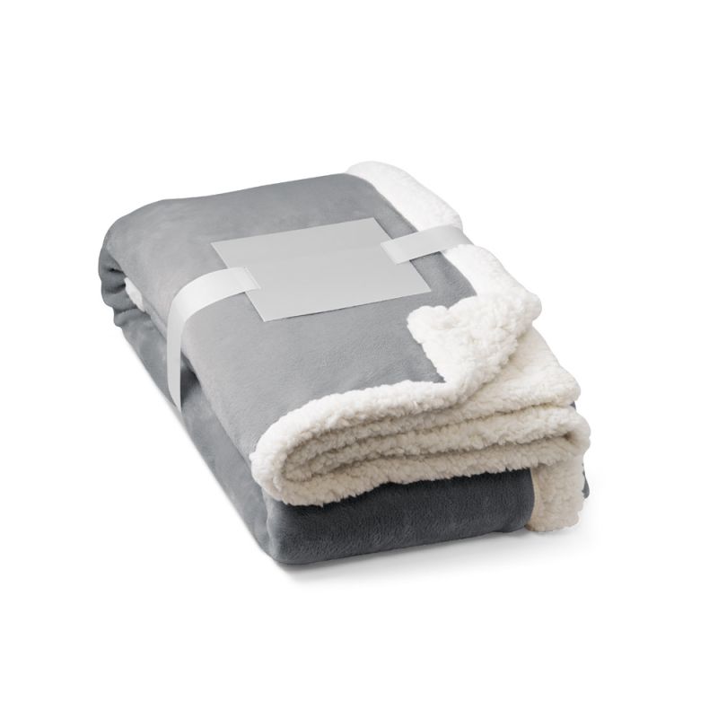 HEIDEN Manta reversible de tejido polar (190 g/m²) con cinta de satén y tarjeta personalizable