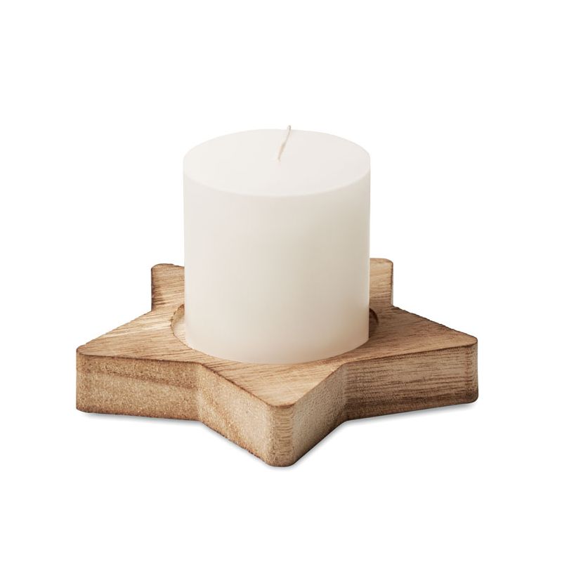 Vela con base de madera