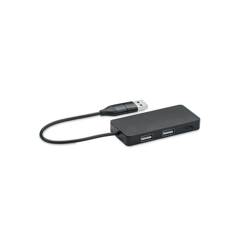 Concentrador USB de 3 puertos con cable de 20 cm