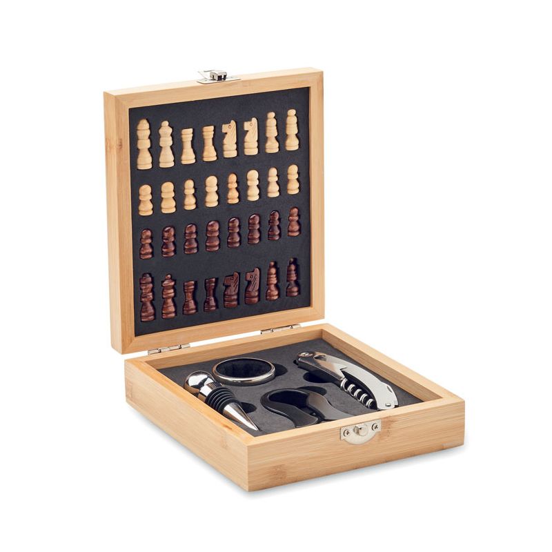 Set de vino tablero ajedrez