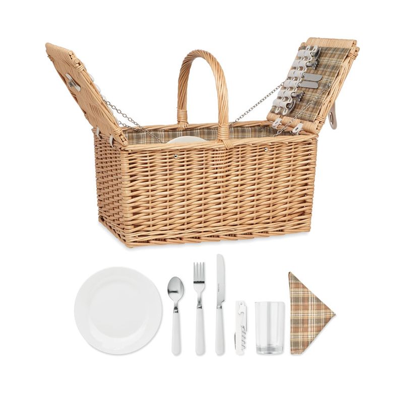 Cesta de picnic de mimbre para 4 personas.