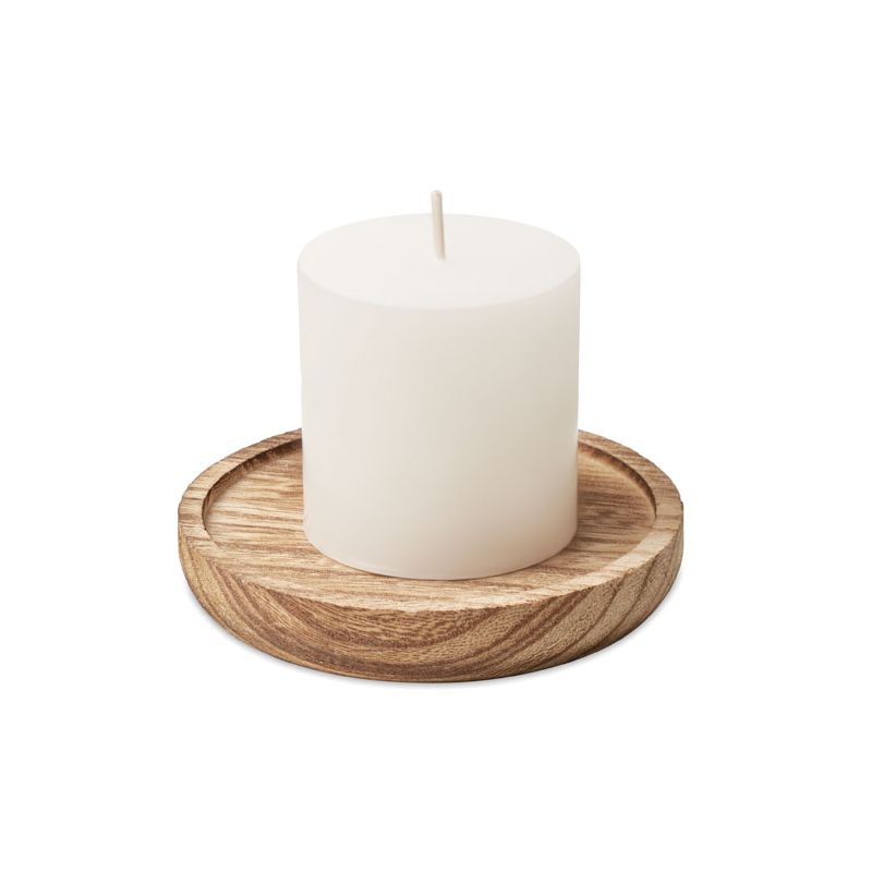 Vela con base de madera
