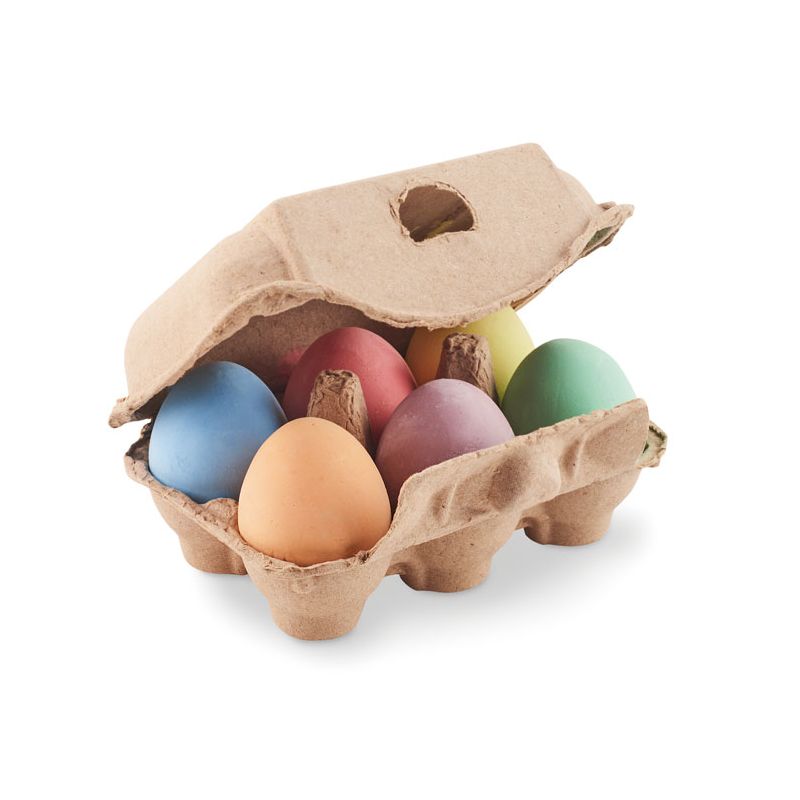 6 huevos a tiza en caja