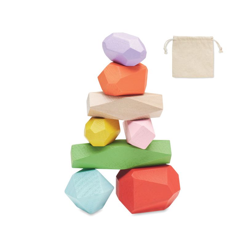 Set de 8 piedras de madera en bolsa