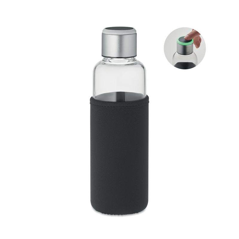 Botella de vidrio con sensor de aviso