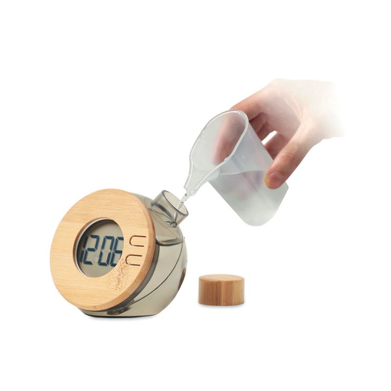 Reloj LCD de bambú a agua