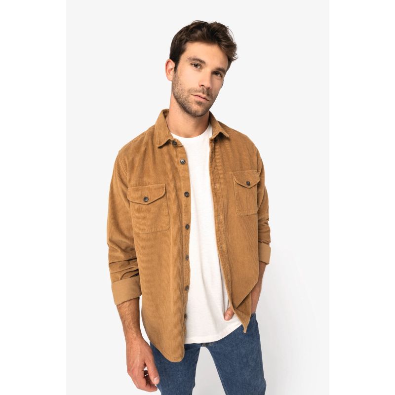 Sobrecamisa ecológica con aspecto lavado de pana para hombre