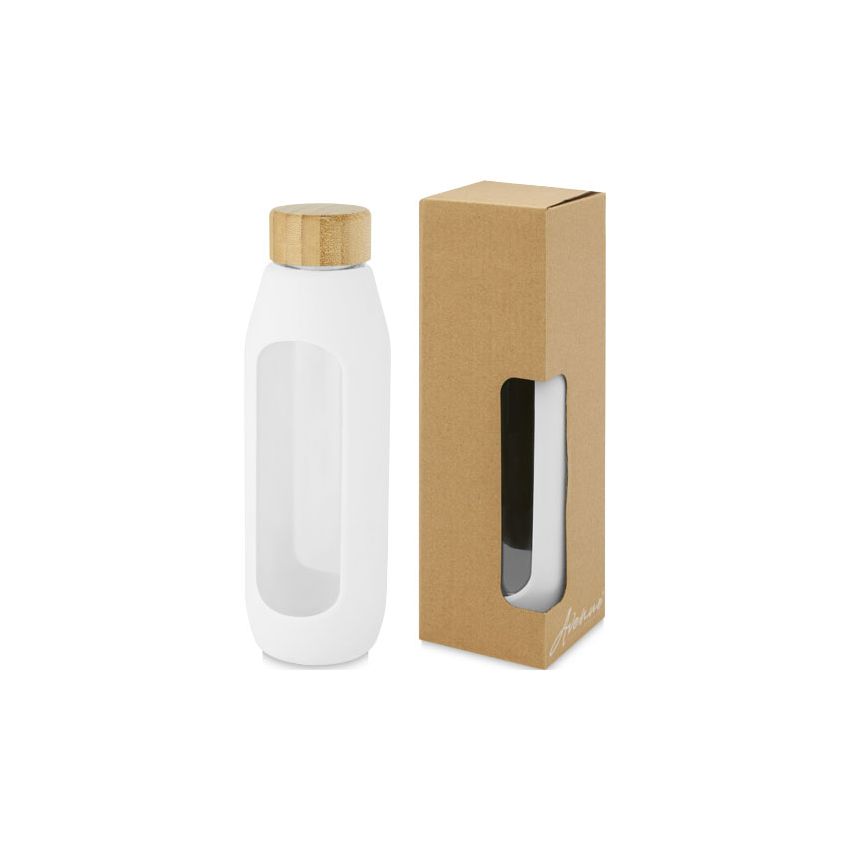 Botella de vidrio borosilicato de 600 ml con asa de silicona 