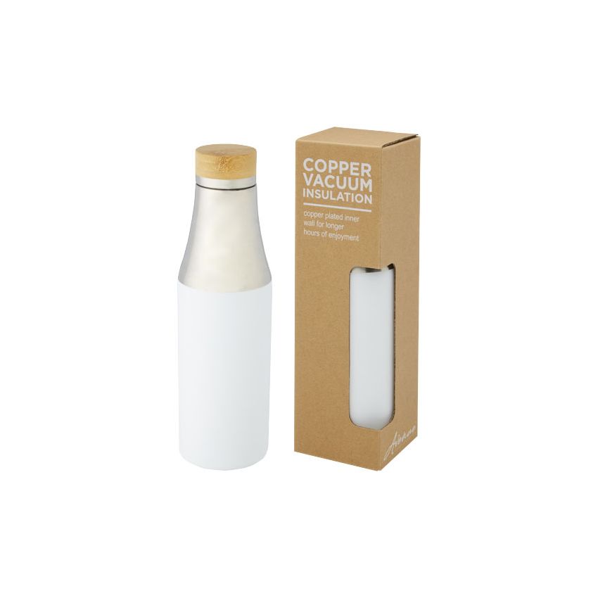 Botella de 540 ml de cobre aislada al vacío en acero inoxidable con tapa de bambú 