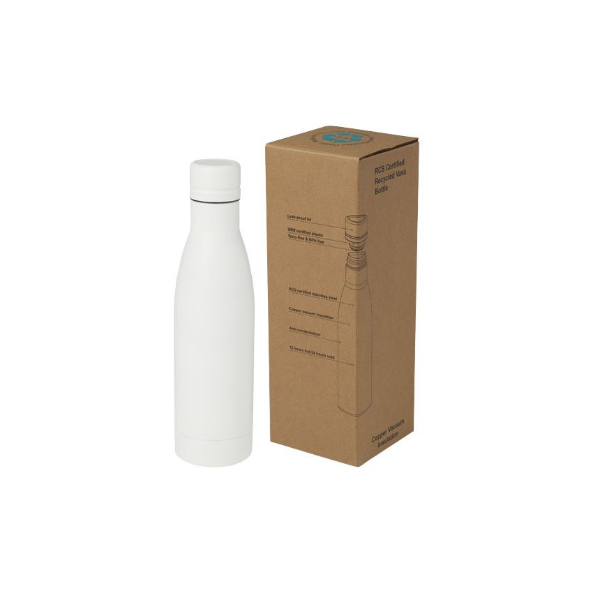 Garrafa com isolamento a vácuo em cobre e aço inoxidável reciclado de 500 ml com certificado RCS 