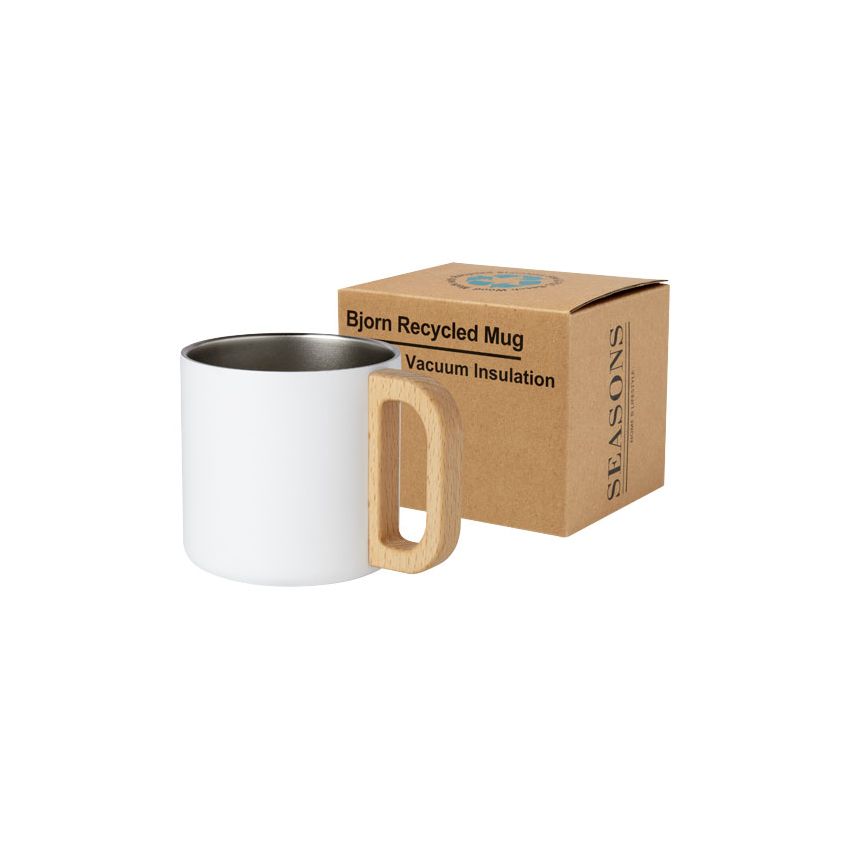 Taza de acero inoxidable reciclado con certificado RCS de 360 ml con aislamiento al vacío de cobre