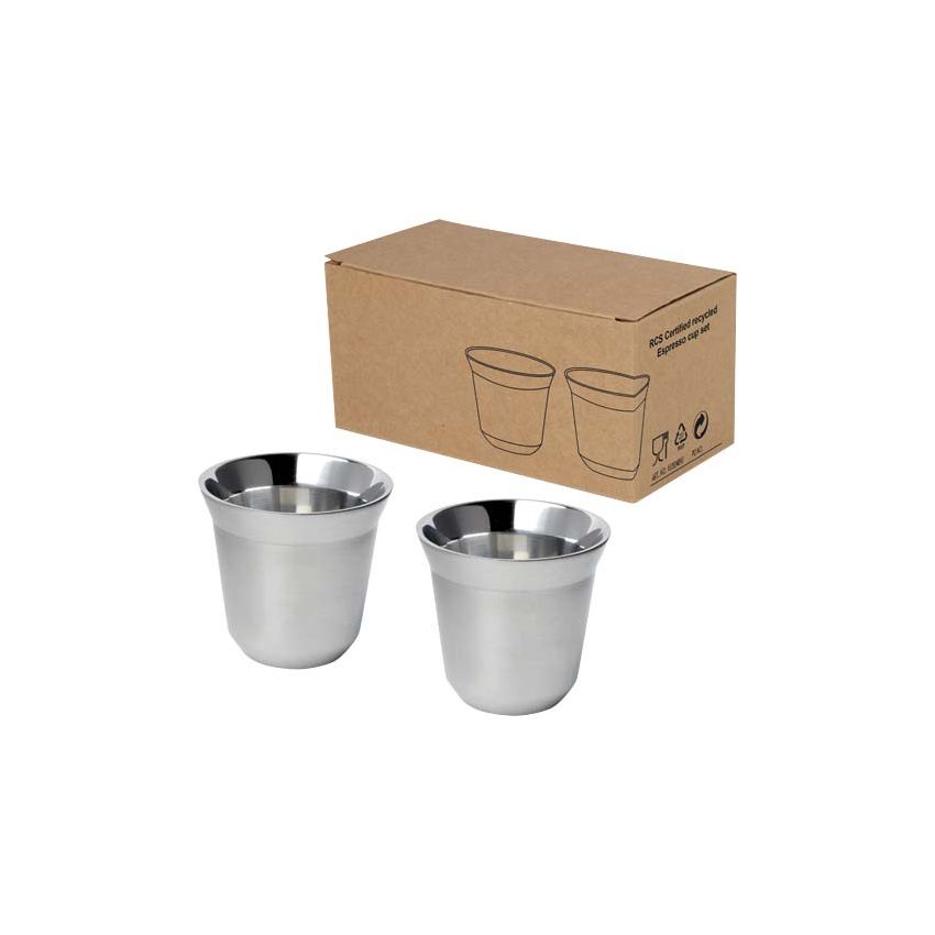 Juego de tazas de café expreso de acero inoxidable con certificación RCS de 80 ml 