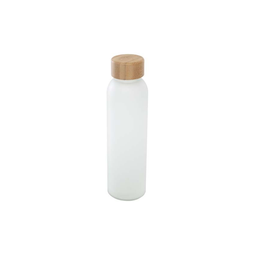 Garrafa de vidrio sódico-cálcico mate con tapa de bambú de 500 ml